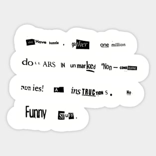 Bunny Lebowski Ransom Note Big Lebowski Sticker